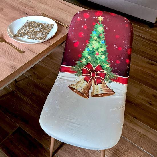 Obrázok z Poťah na stoličku s vianočným motívom  - stromček so zvončekmi