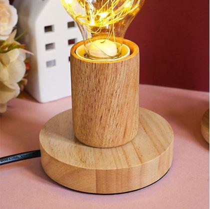 Obrázok z Drevená stolná lampa so žiarovkou  -  teplé svetlo