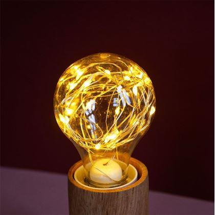 Obrázok z Drevená stolná lampa so žiarovkou  -  teplé svetlo