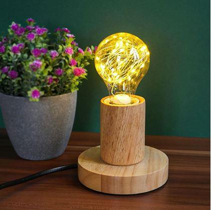Obrázok z Drevená stolná lampa so žiarovkou  -  teplé svetlo