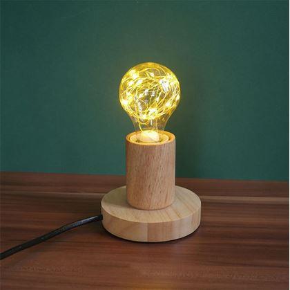 Obrázok z Drevená stolná lampa so žiarovkou  -  teplé svetlo