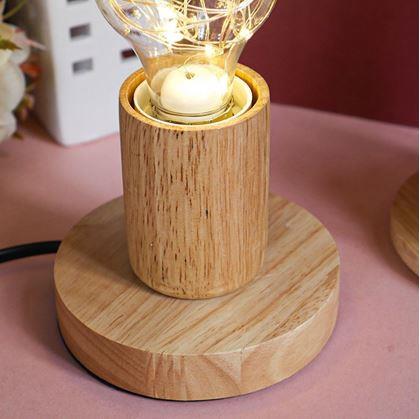 Obrázok z Drevená stolná lampa so žiarovkou  -  neutrálne svetlo