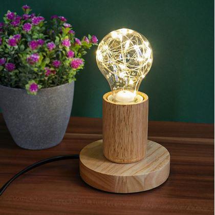 Obrázok z Drevená stolná lampa so žiarovkou  -  neutrálne svetlo