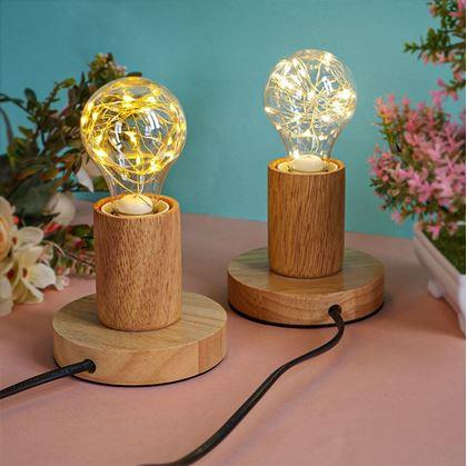 Obrázok z Drevená stolná lampa so žiarovkou  -  teplé svetlo