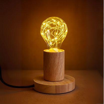 Obrázok Drevená stolná lampa so žiarovkou