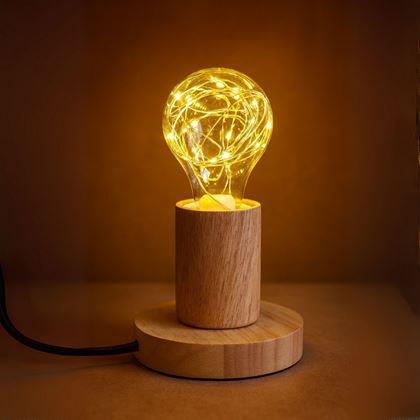 Obrázok z Drevená stolná lampa so žiarovkou  -  teplé svetlo
