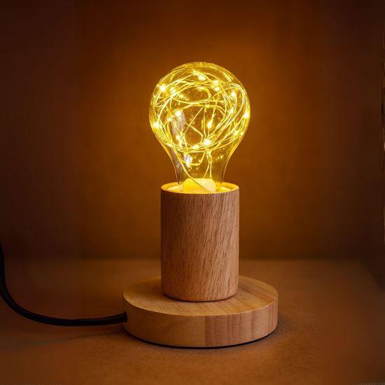 Obrázok z Drevená stolná lampa so žiarovkou  -  teplé svetlo