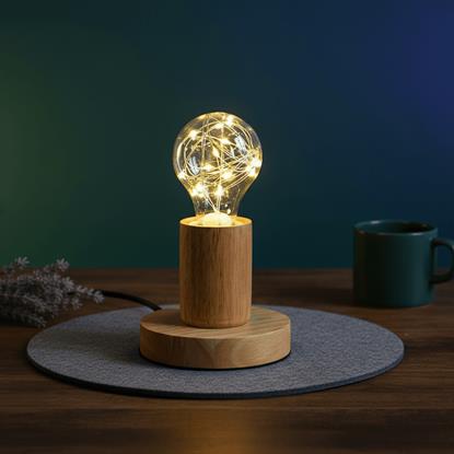 Obrázok Drevená stolná lampa so žiarovkou