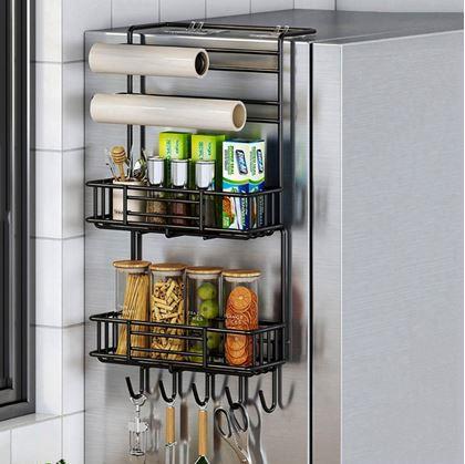 Obrázok z Kovový organizér na chladničku čierny