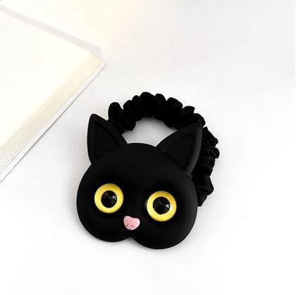 Obrázok z Gumička do vlasov s mačičkou - čierna