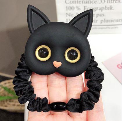 Obrázok z Gumička do vlasov s mačičkou - čierna