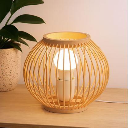 Obrázok Bambusová stolová lampa s LED žiarovkou, teplá biela