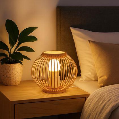 Obrázok z Bambusová stolná lampa s LED žiarovkou