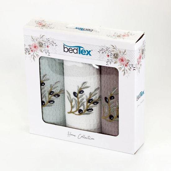 Obrázok z Darčeková sada vaflových utierok 3 ks - olivy