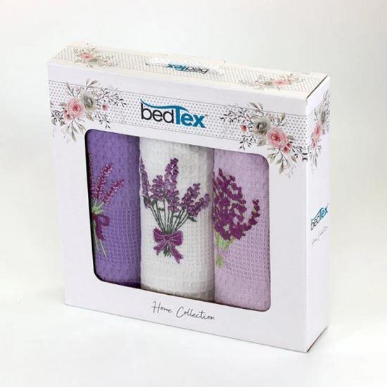 Obrázok z Darčeková sada vaflových utierok 3 ks - levanduľa