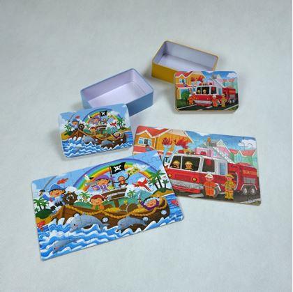 Obrázok z Detské puzzle v plechovej krabičke  -  piráti