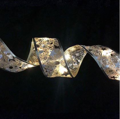 Obrázok z Svietiaca vianočná stuha 5 m  -  zlatá