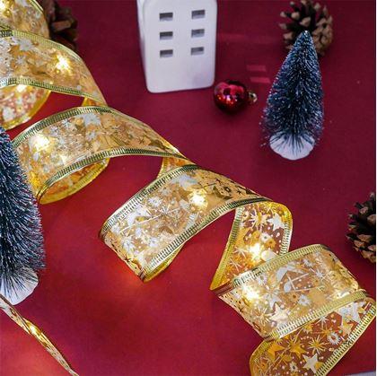 Obrázok z Svietiaca vianočná stuha 5 m  -  zlatá