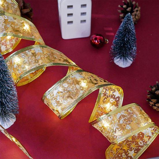 Obrázok z Svietiaca vianočná stuha 5 m  -  zlatá