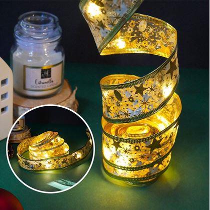 Obrázok z Svietiaca vianočná stuha 5 m  -  zlatá