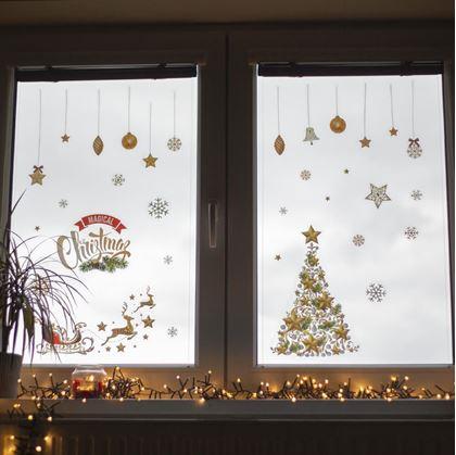 Obrázok z Vianočné nálepky na okno  -  zlaté ozdoby