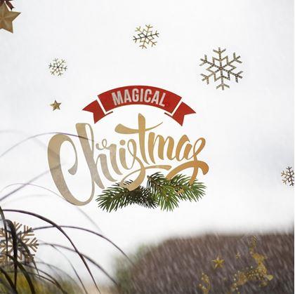 Obrázok z Vianočné nálepky na okno  -  zlaté ozdoby