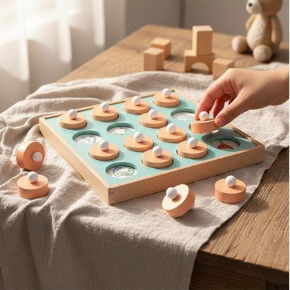 Obrázok z Drevená pamäťová hra s vymeniteľnými obrázkami