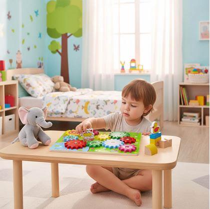 Obrázok z Drevená hračka so ozubenými kolieskami so zvieratkami