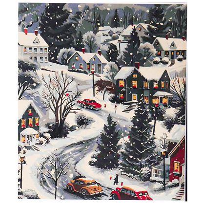 Obrázok z Maľovanie podľa čísel, napnuté plátno na rám - zimná dedina