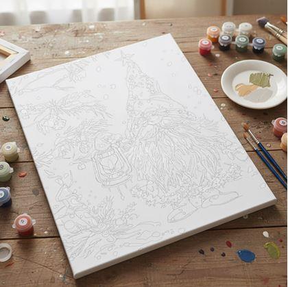 Obrázok z Maľovanie podľa čísel, napnuté plátno na rám - vianočný škriatok