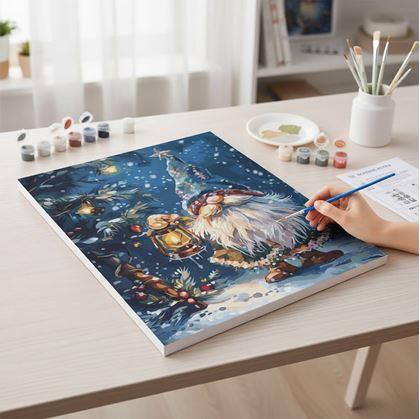 Obrázok z Maľovanie podľa čísel, napnuté plátno na rám - vianočný škriatok