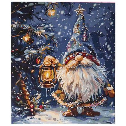 Obrázok z Maľovanie podľa čísel, napnuté plátno na rám - vianočný škriatok