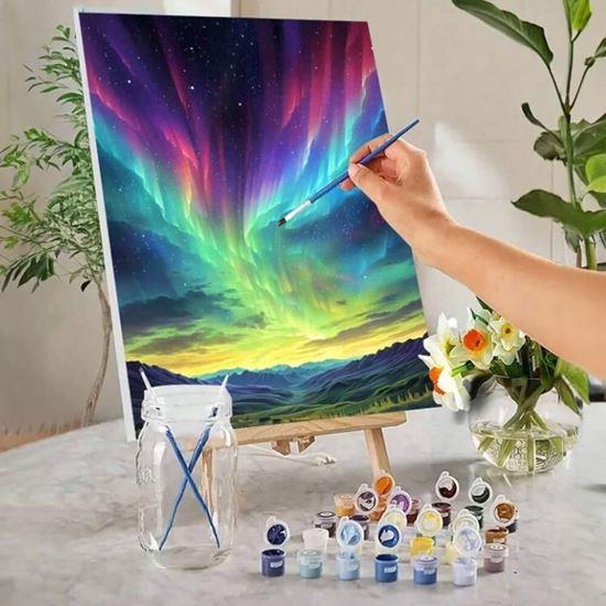 Obrázok z Maľovanie podľa čísel, napnuté plátno na rám - polárna žiara