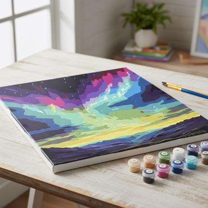 Obrázok z Maľovanie podľa čísel, napnuté plátno na rám - polárna žiara