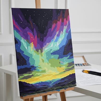 Obrázok z Maľovanie podľa čísel, napnuté plátno na rám - polárna žiara