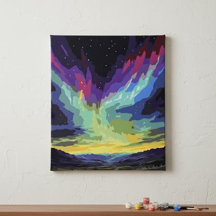 Obrázok z Maľovanie podľa čísel, napnuté plátno na rám - polárna žiara