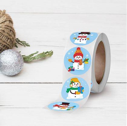 Obrázok z Vianočné samolepky 500 ks  -  veselí snehuliaci