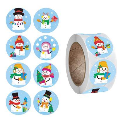 Obrázok z Vianočné samolepky 500 ks  -  veselí snehuliaci