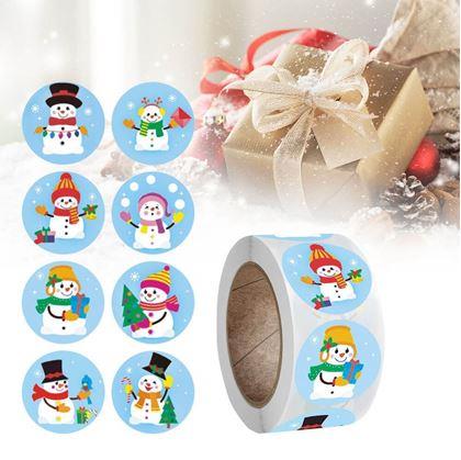 Obrázok z Vianočné samolepky 500 ks  -  veselí snehuliaci