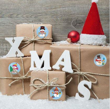 Obrázok z Vianočné samolepky 500 ks  -  veselí snehuliaci