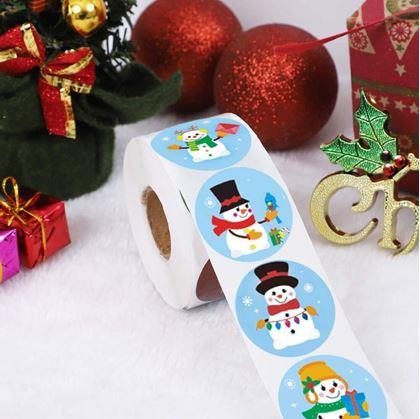 Obrázok z Vianočné samolepky 500 ks  -  veselí snehuliaci