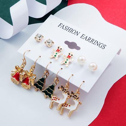 Obrázok z Vianočné náušnice 6 párov  -  zelená sada