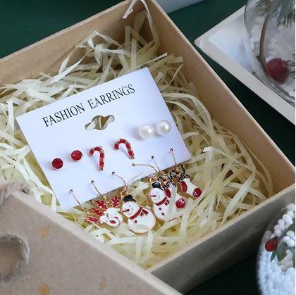 Obrázok z Vianočné náušnice 6 párov  -  červená sada