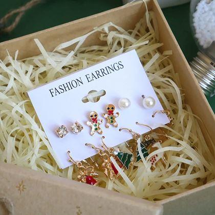 Obrázok z Vianočné náušnice 6 párov  -  zelená sada