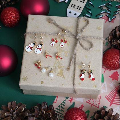 Obrázok z Vianočné náušnice 6 párov  -  červená sada