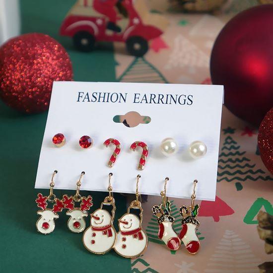 Obrázok z Vianočné náušnice 6 párov  -  červená sada