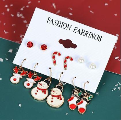 Obrázok z Vianočné náušnice 6 párov  -  červená sada