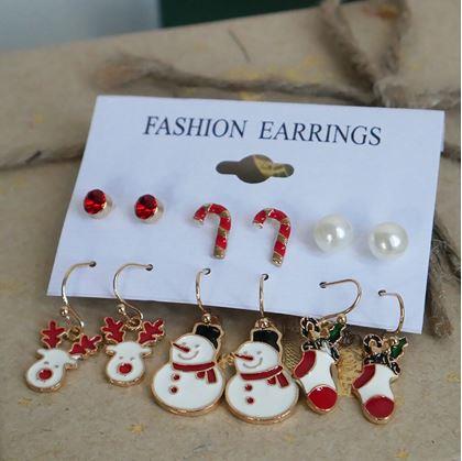 Obrázok z Vianočné náušnice 6 párov  -  červená sada