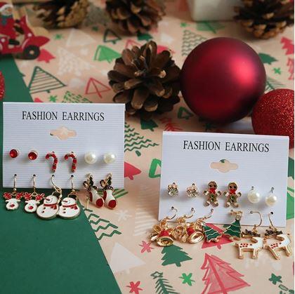 Obrázok z Vianočné náušnice 6 párov  -  červená sada