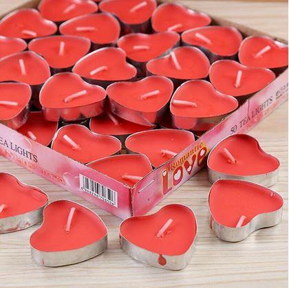 Obrázok z Sviečka srdce 50 ks - červená